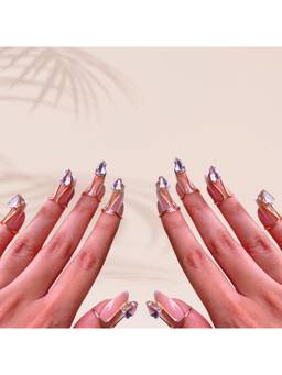 ISHKAARA - Pink Glam Crystal Nail Rings (Set of 10)