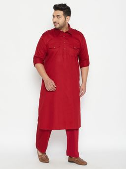 Vastramay - Men Maroon Cotton Blend Pattani