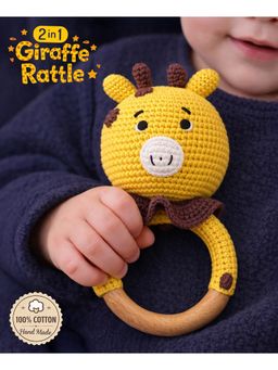 Bonfino - Premium Crochet Wooden Giraffe Rattle (3-12 Months)