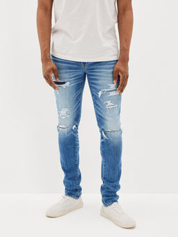 American Eagle - Men Blue Air Flex+ Patched Slim Fit Jeans