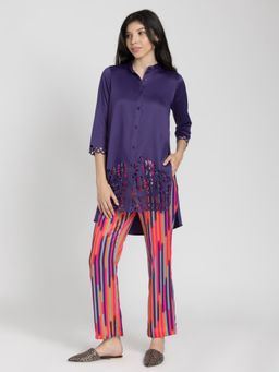 SHAYE - Tunic Purple Detailing Trousers & Tunic for Women (Set of 2)