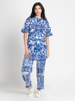 SHAYE - Blue Printed Casual Tunic for Women (Set of 2)