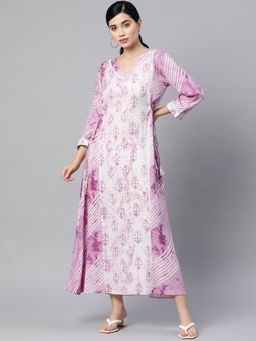 Indibelle - Rayon Purple Floral Print Dress