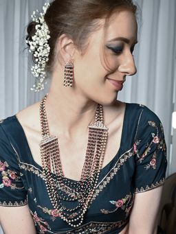 Odette - Gorgeous Red, Green and Gold Long Necklace for Women (Set of 2)