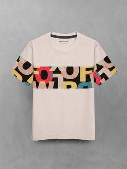 HELLCAT - Beige Graphic Half Sleeve Round Neck T-Shirt