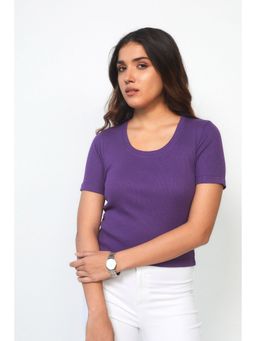 Creatures of Habit - Purple Rib Round Neck T-shirt