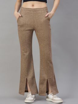 98 Degree North - Women Bootcut Fleece Track Pants - Brown