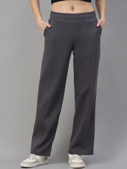 98 Degree North - Women Straight Fit Fleece Track Pants - Charcoal