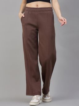 98 Degree North - Women Straight Fit Fleece Track Pants - Brown