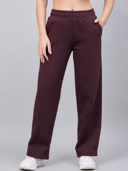 98 Degree North - Women Straight Fit Fleece Track Pants - Wine
