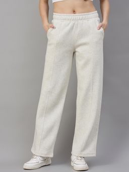 98 Degree North - Women Straight Fit Fleece Track Pants - Off White