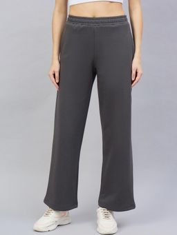 98 Degree North - Women Straight Fit Fleece Track Pants - Charcoal