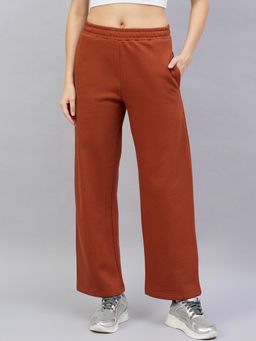 98 Degree North - Women Straight Fit Fleece Track Pants - Rust