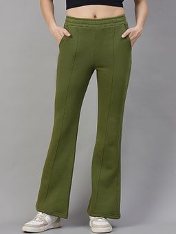 98 Degree North - Women Bootcut Fleece Track Pants - Olive
