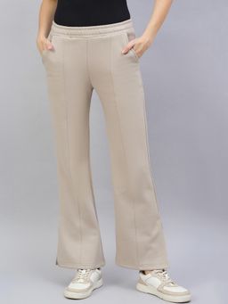 98 Degree North - Women Bootcut Fleece Track Pants - Beige