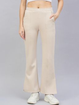 98 Degree North - Women Bootcut Fleece Track Pants - Beige
