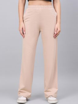 98 Degree North - Women Straight Fit Cotton Track Pants - Beige