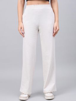 98 Degree North - Women Straight Fit Cotton Track Pants - Off White