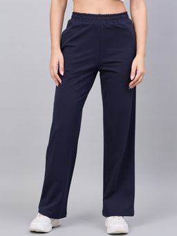 98 Degree North - Women Straight Fit Cotton Track Pants - Navy Blue