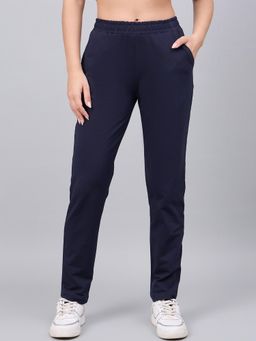 98 Degree North - Women Regular Fit Cotton Track Pants - Navy Blue