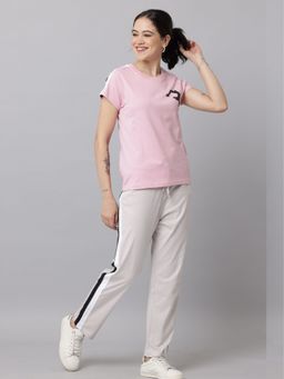 Slumber Jill - Pink & Off White Snuggle Fit T-Shirt with Pant (Set of 2)