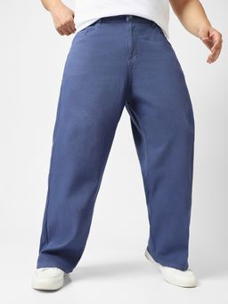 Urbano Plus - Men's Blue Loose Baggy Fit Washed Jeans Non-Stretchable