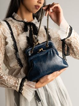 Theater - Women Francesca Croco Blue Sling Bag