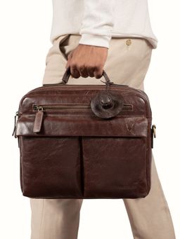 Hidesign - Mezcal 02 Genuine Leather Men's Messenger Bag with Detachable Strap - Tan