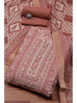 Biba - Red Chanderi Digital Print Unstitched Dress Material (Set of 3)