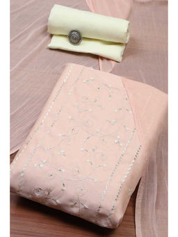 Biba - Pink Modal Satin Machine Embroidered Unstitched Dress Material (Set of 3)