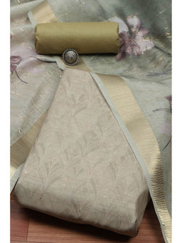 Biba - Mint Green Chanderi Double Dupatta Unstitched Dress Material (Set of 3)