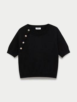 Pomelo - Side Button Knit Top - Black