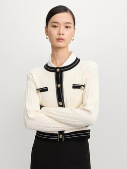 Pomelo - Textured Knit Cardigan - Ivory