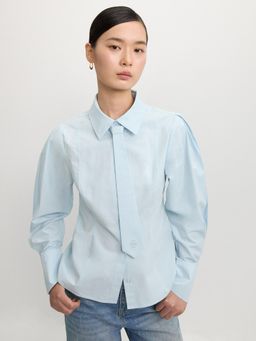 Pomelo - Button-Up Shirt With Tie - Baby Blue