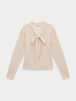 Pomelo - Oversized Tie Detail Knit Top - Ivory