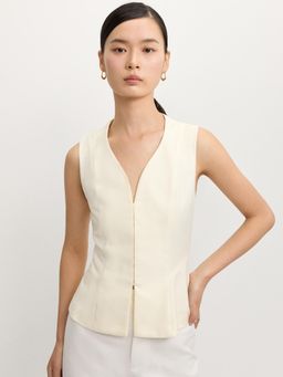 Pomelo - Tailored Hook And Eye Top - Yellow