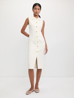 Pomelo - Sleeveless Shirt Midi Dress - Ivory