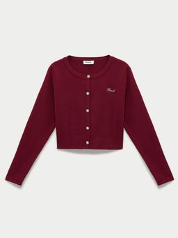 Pomelo - Cropped Cardigan - Maroon