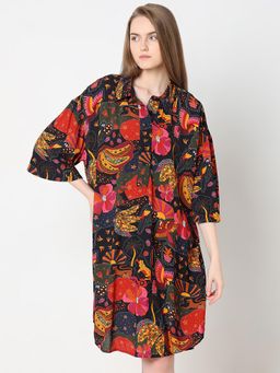 VERO MODA - Multi Color Abstract Print Shirt Dress