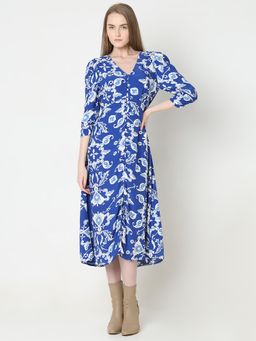 VERO MODA - Blue Printed Midi Dress