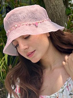 Hair Drama Co. - Organza Pearl Bucket Hat - Light Pink