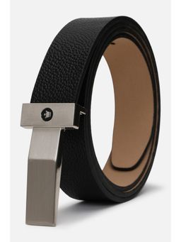 Louis Philippe - Men Black Textured Genuine Leather Formal Belt