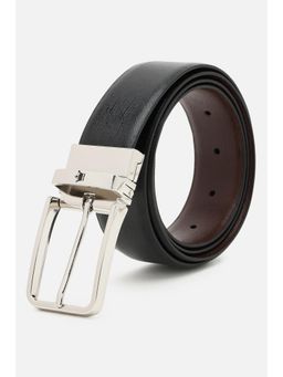 Louis Philippe - Men Black Textured Genuine Leather Formal Belt
