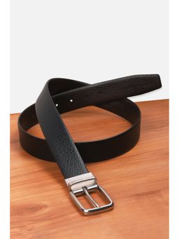Peter England - Men Black Textured Genuine Leather Reversible Belt