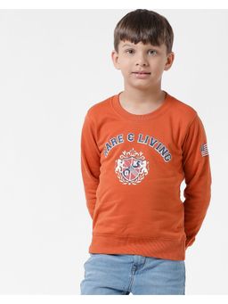 Kate & Oscar - Boys Orange Printed Sweatshirt