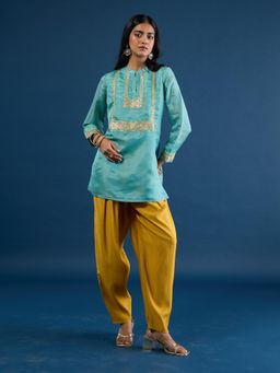 Gajra Gang - Teal Embellished Kurta & Salwar Diwalicious (Set of 2)