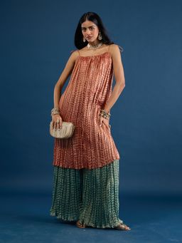 Gajra Gang - Rust Crush Tissue Strappy Kurta Diwalicious