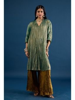 Gajra Gang - Green Crush Tissue Kurta Diwalicious