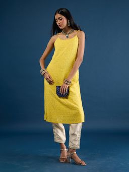 Gajra Gang - Yellow Embroidered Strappy Kurta Diwalicious