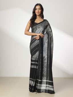 Navyasa By Liva - Grey Liva Jacquard Saree with Unstitched Blouse